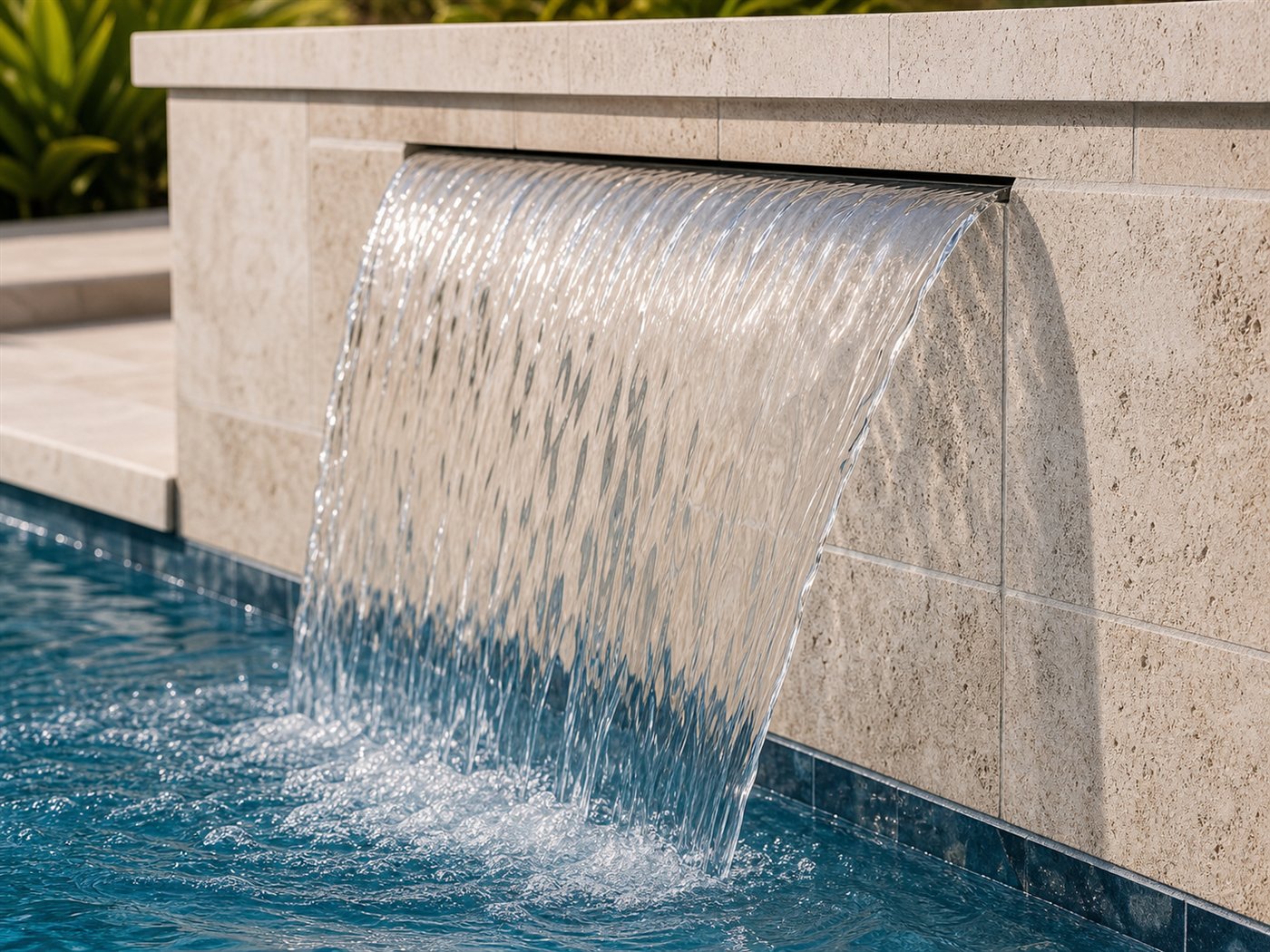 Sheer descent pool waterfall